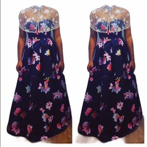 Sequin Hearts Floral Strapless Ball Gown